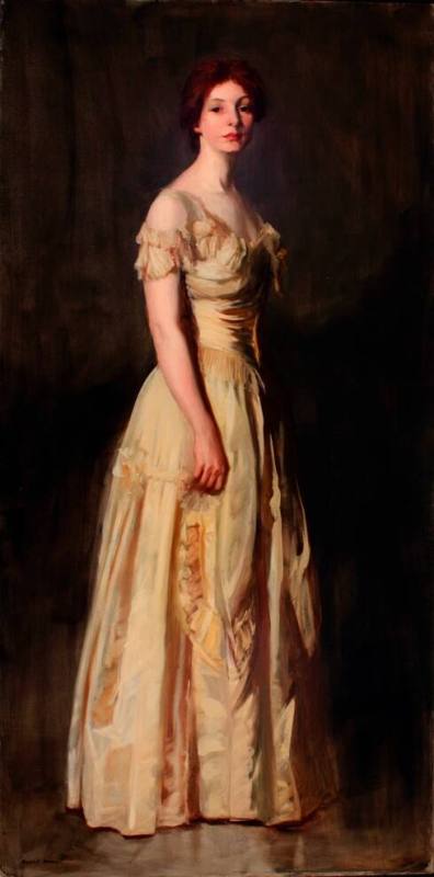 Young Woman in Yellow Satin